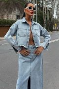 Veronika Yırtmaçlı Denim Takım 9913 resmi